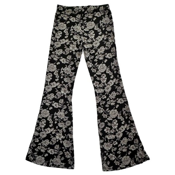 Floral Flare Legging Yoga Pants Black and Gray Flowers Size Small - Picture 2 of 3